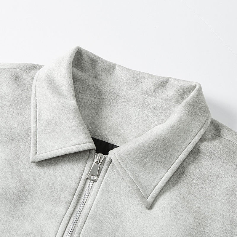 Herren Smarter Overshirt‑Bomber in Veloursleder‑Optik mit Zwei‑Wege‑Metallreißverschluss Echoarchiv