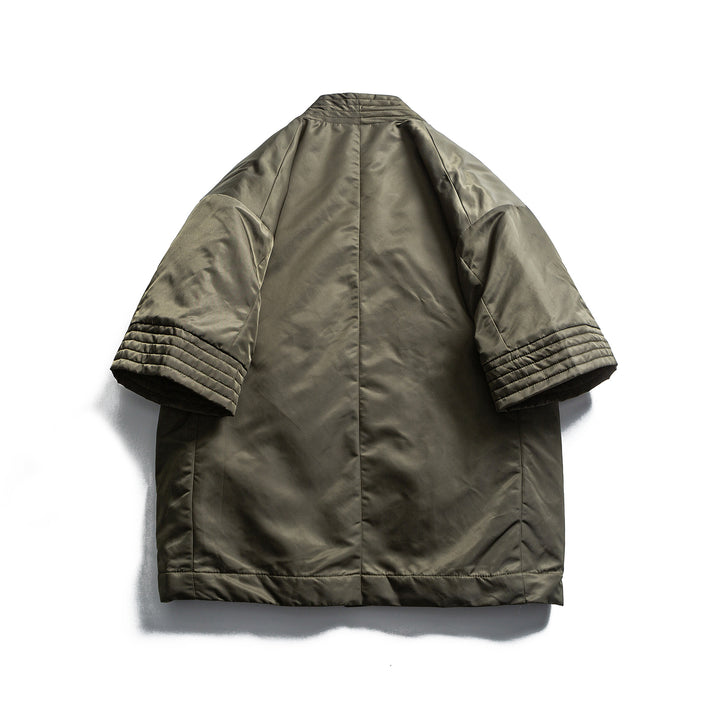 Unisex Gepolsterte Kimono-Jacke mit kurzem Ärmel und Taillengürtel Echoarchiv