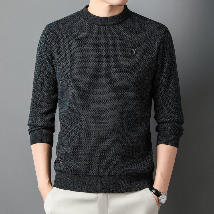 Herren Strukturierter Pullover mit Rundhalsausschnitt und hochwertiger Stricktextur Echoarchiv