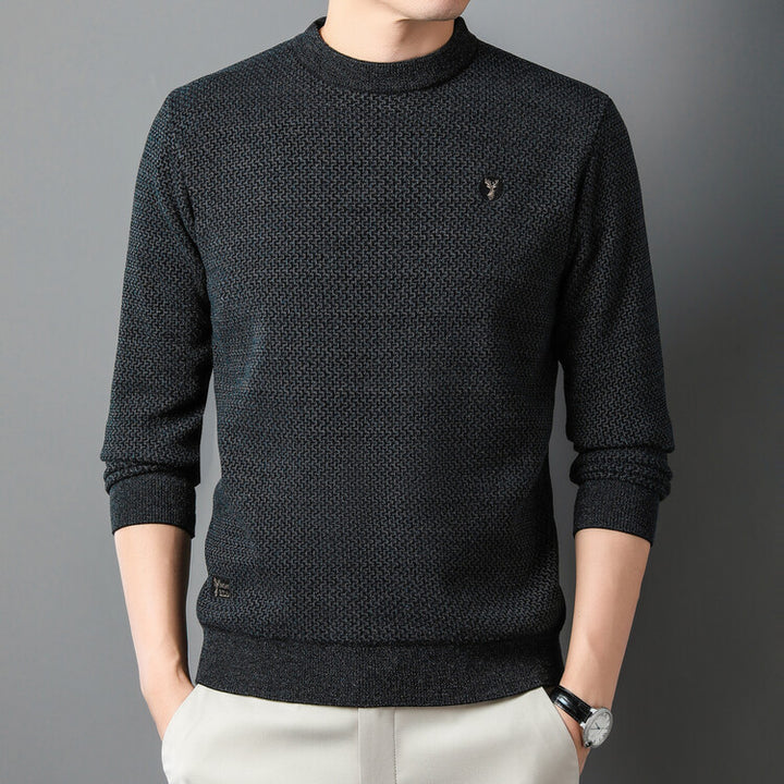 Herren Strukturierter Pullover mit Rundhalsausschnitt und hochwertiger Stricktextur Echoarchiv