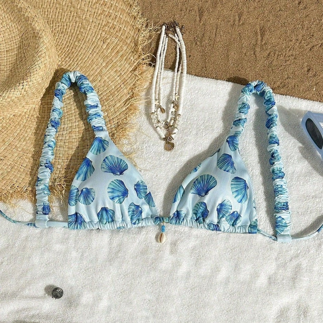 Damen Triangel-Bikini mit fröhlichem Blattmuster Echo Archiv