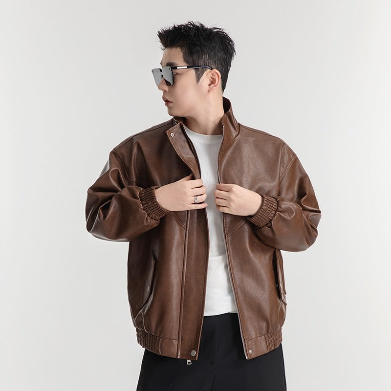 Herren Kunstlederjacke im lässigen Look mit praktischen Pattentaschen Echoarchiv