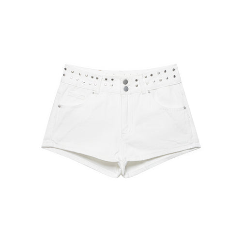 Damen modische Denim-Shorts mit dekorativem Nietenbund Echo Archiv