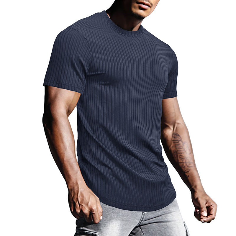 Herren kurzärmliges Rippenshirt mit atmungsaktiver Struktur Echoarchiv