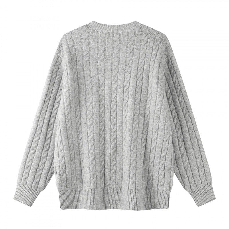Damen Grobgestrickter Zopf-Strick-Cardigan mit Knopfleiste und Rundhals Echo Archiv