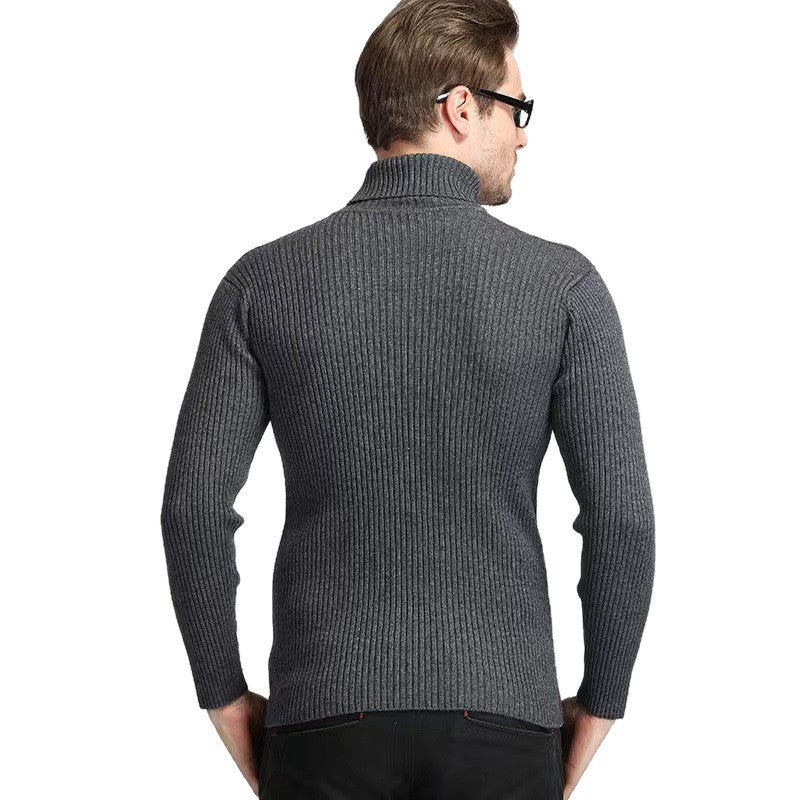 Herren nan Rippstrick Rollkragenpullover figurnaher elastischer Feinstrick Echo Archiv