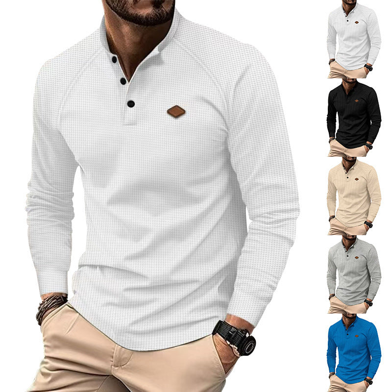 Herren Langarmhemd mit strukturiertem Design und modischem Henley-Ausschnitt Echoarchiv