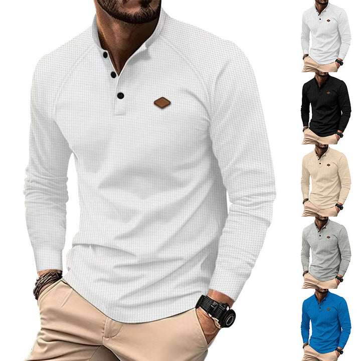 Herren Langarmhemd mit strukturiertem Design und modischem Henley-Ausschnitt Echoarchiv