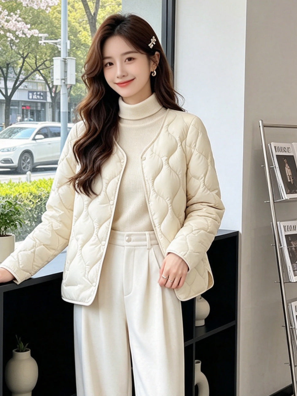 Damen Modische und kuschelige Steppjacke Echoarchiv