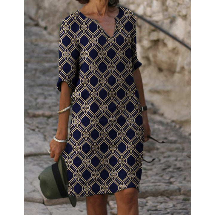 Damen Sommerliches Leinenkleid mit modernem Muster – Lunéa