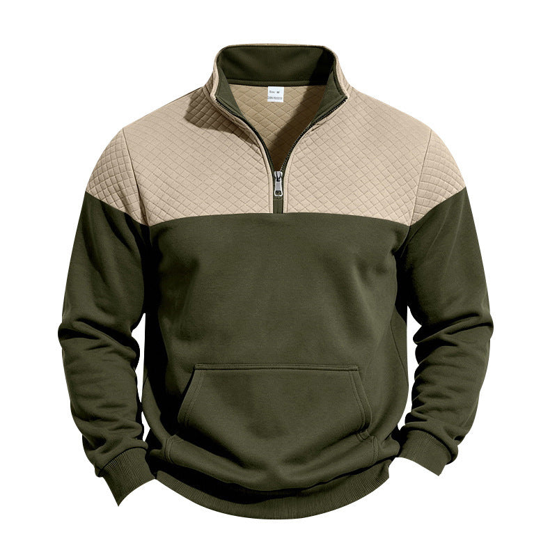 Herren Sweatshirt mit kurzem Reißverschluss, wattierter Brustpartie und Kängurutasche – Norvane