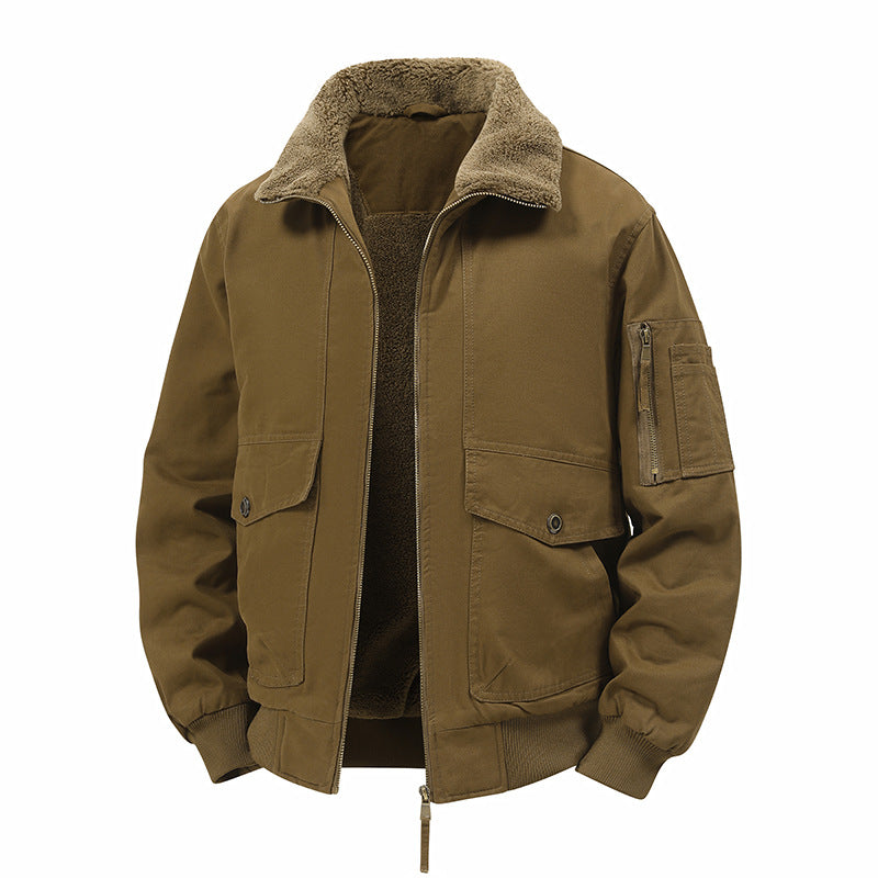 Herren Wattierte Bomberjacke mit Teddyfutter, Utility-Ärmeltasche & Pattentaschen Echoarchiv