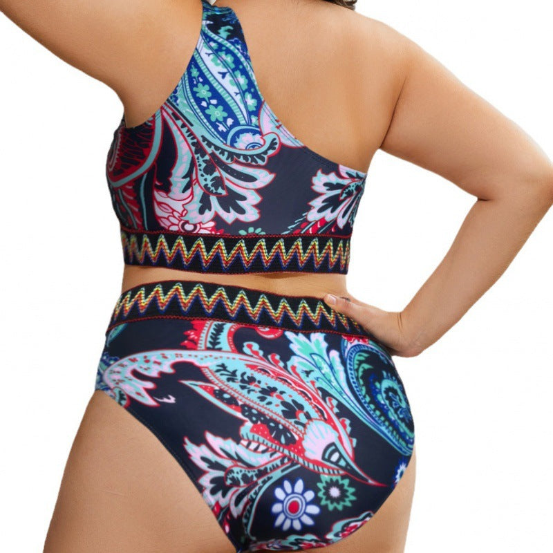 Damen Crop-Top Bikini-Set mit hohem Bund und dekorativem Muster Echo Archiv