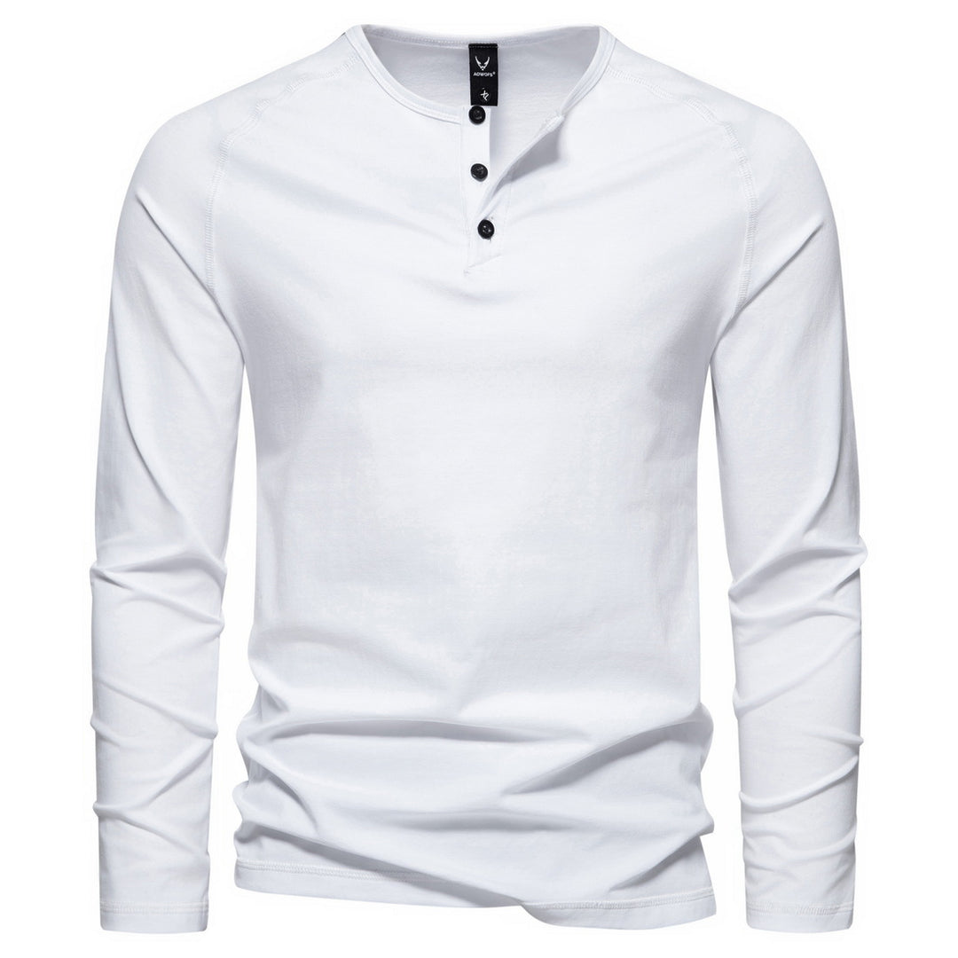 Herren Slim-Fit Baumwoll-Mix Henleyshirt mit Knopfleiste Echo Archiv
