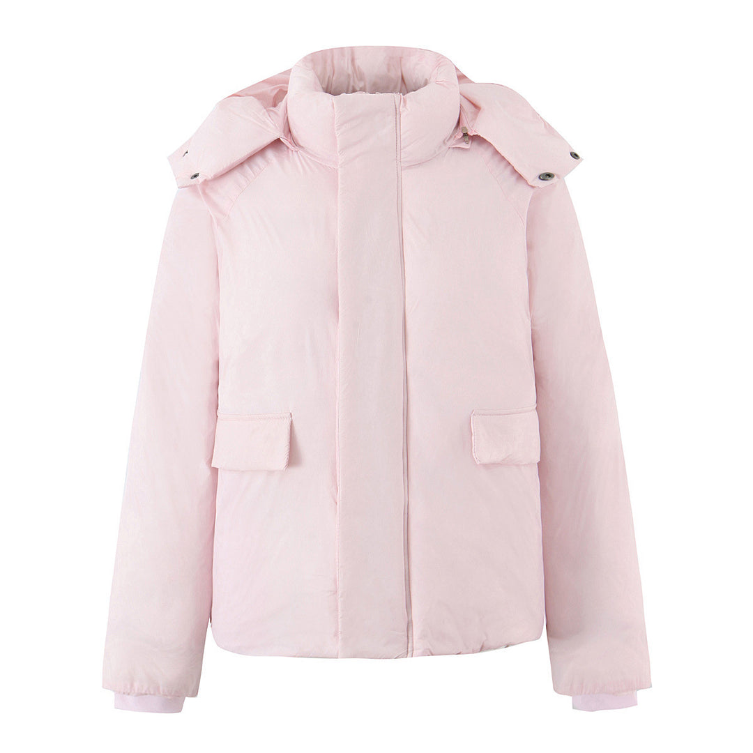 Damen Kurze boxy Funktionsjacke mit Kapuze, wattierter Isolierung und diagonalen Reißverschlusstaschen Echoarchiv