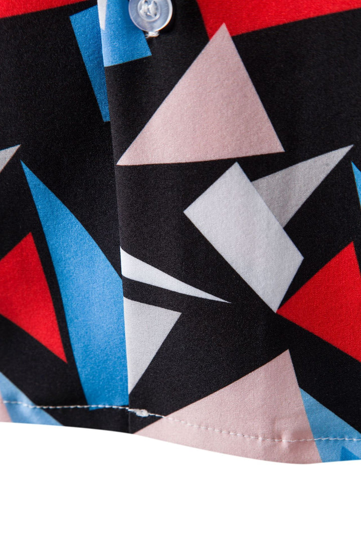 Herren Kurzarmhemd mit kreativem geometrischem Grafikdesign und praktischen Brusttaschen Echoarchiv