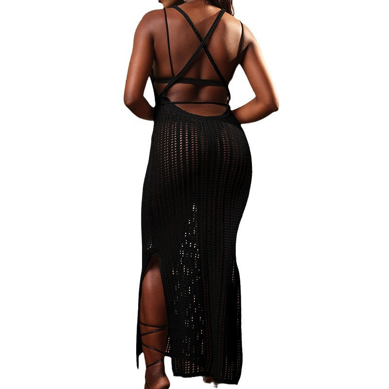 Damen Maxikleid mit raffiniertem Häkelmuster und seitlichem Schlitz Echo Archiv