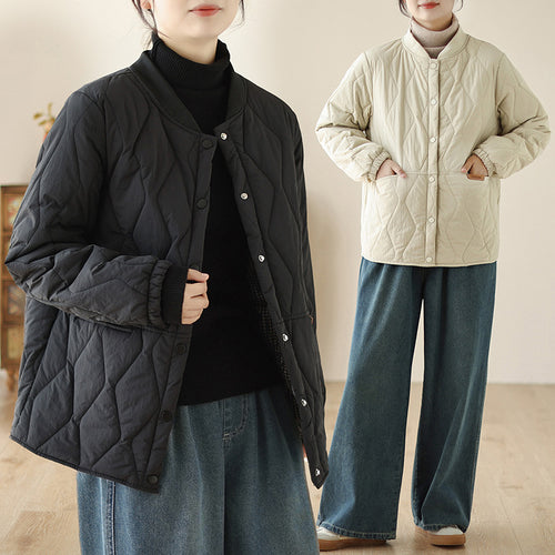 Damen leichte wattierte Übergangsjacke mit oversized Schnitt, elastischen Ärmelbündchen und verdeckter Druckknopfleiste – Célinea