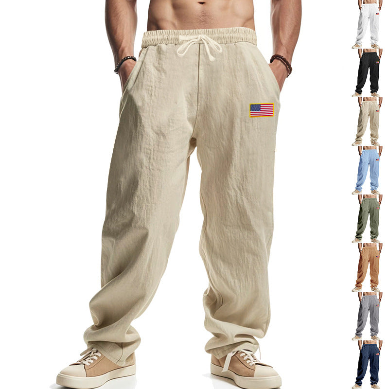 Herren nan lockere Freizeit-Hose mit elastischem Bund, Seitentaschen und Flaggen-Patch Echo Archiv