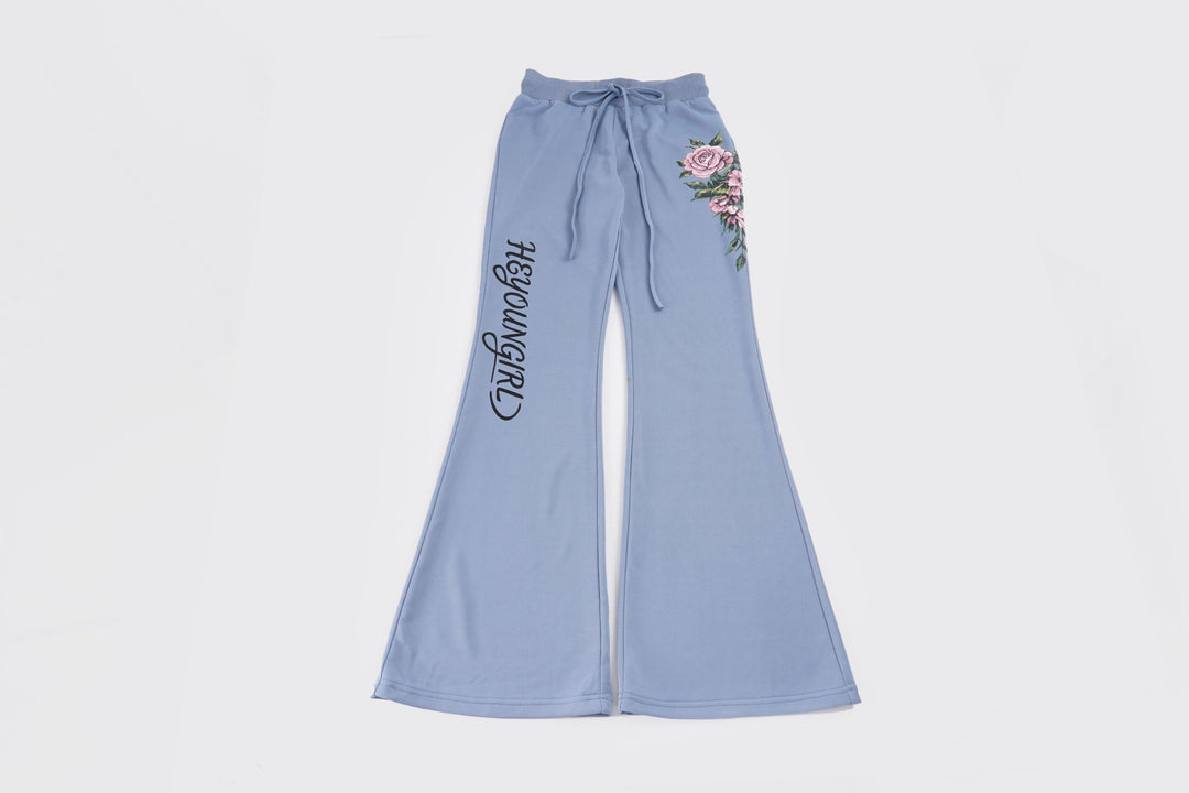 Damen nan ausgestellte Jersey-Sweathose mit Kordelzug, floralem Seitenprint und Statement-Schriftzug Echo Archiv