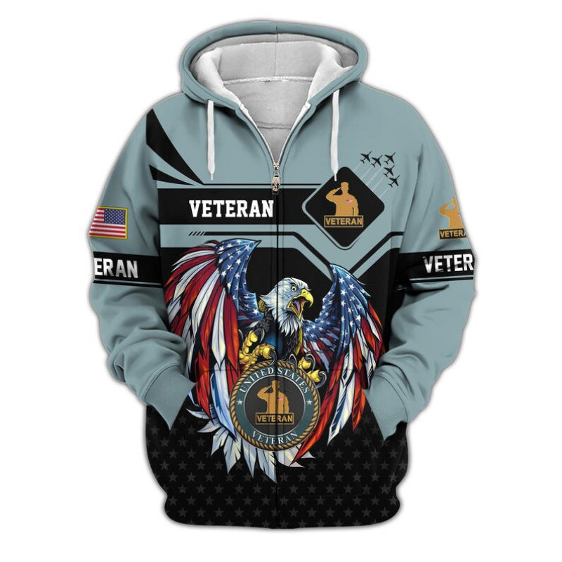 Herren Kapuzensweater mit amerikanischem Veteranenmotiv Echoarchiv