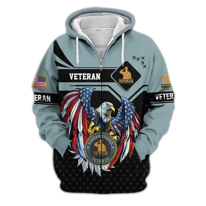 Herren Kapuzensweater mit amerikanischem Veteranenmotiv Echoarchiv