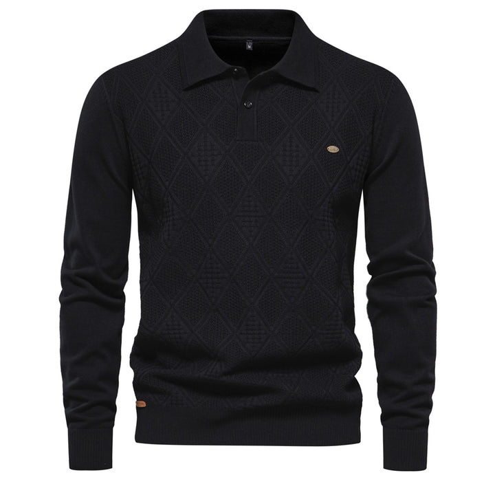 Herren Polo-Pullover mit strukturiertem Diamantmuster und klassischem Kragen Echoarchiv