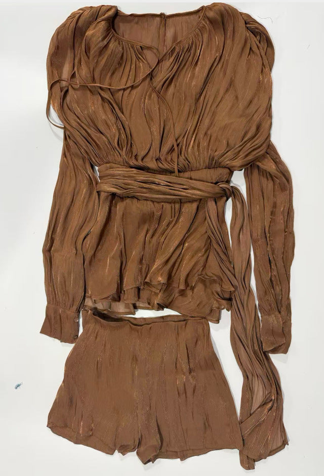 Damen Chiffon Mini Kleid mit eleganten Rüschendetails und verführerischem Wickeldesign Echo Archiv