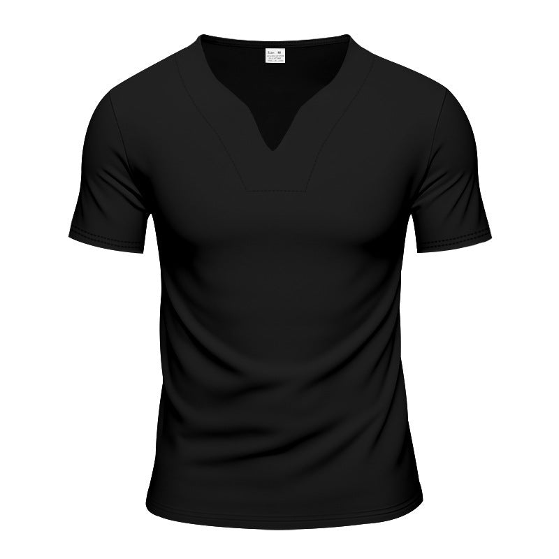 Herren nan schlank geschnittenes Kurzarmshirt mit eingelassener V-Einkerbung und dekorativer Ziernaht Echo Archiv
