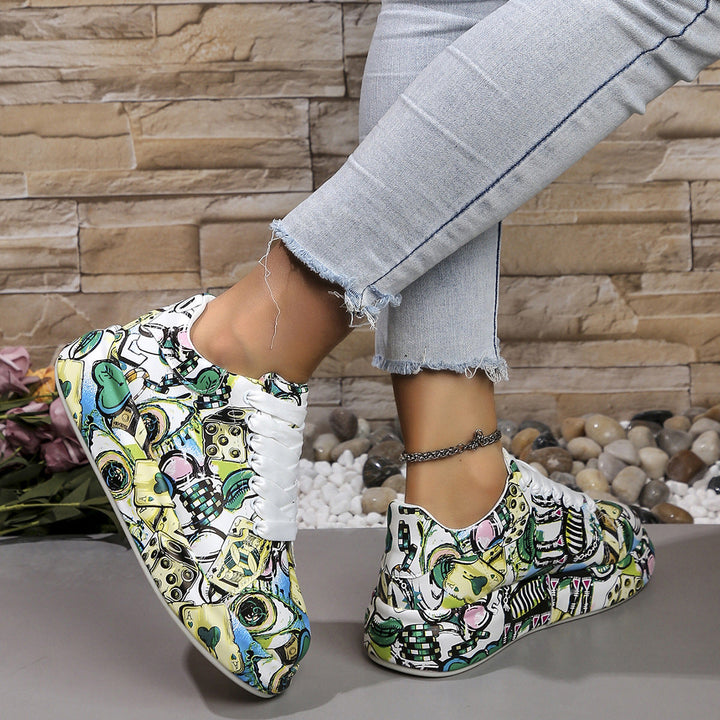 Damen modische High-Top Sneakers mit buntem Grafikdesign Echo Archiv