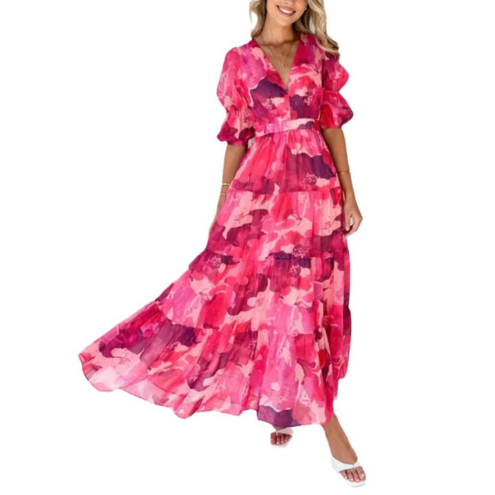 Damen nan mehrlagiges Maxikleid im Volant‑Stufenlook mit V‑Ausschnitt und geraffter Empire‑Taille Echo Archiv