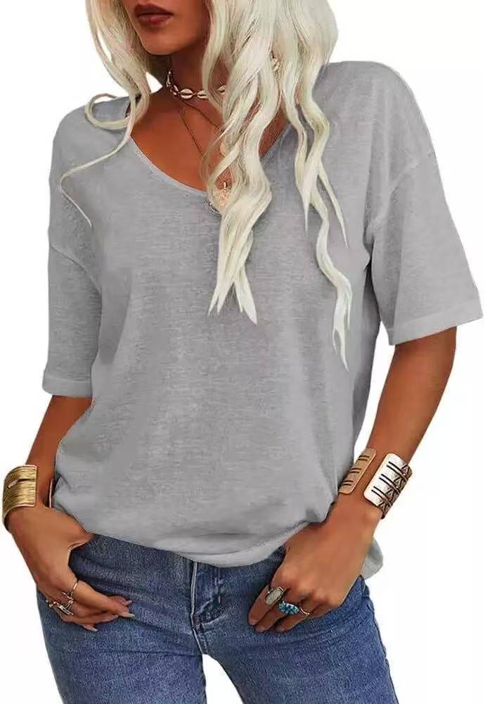 Damen lässiges Oversize-Shirt mit V-Ausschnitt und strukturiertem Muster Echo Archiv