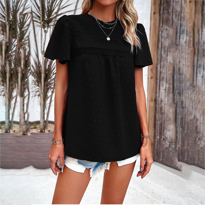Damen Bluse mit Puffärmeln und dekorativer Spitzenverarbeitung Echo Archiv