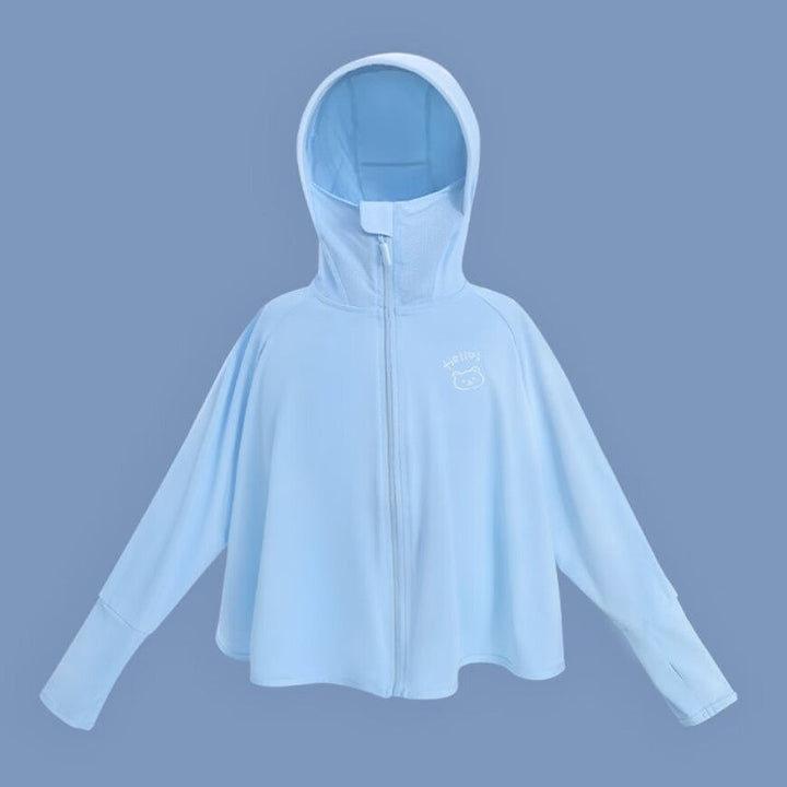 Unisex nan ultraleichte Kinder-Sonnenschutzjacke mit Kapuze, Reißverschluss, Meshfutter und Bärenstickerei  Echo Archiv