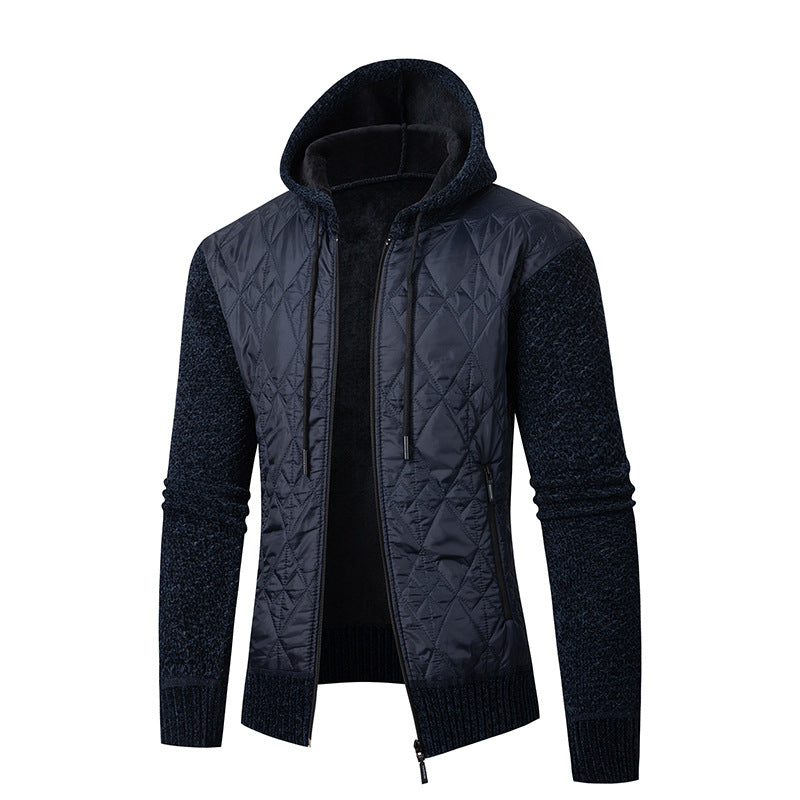 Herren nan gesteppte Kapuzenjacke mit wattierter Front, Strickärmeln und Teddyfutter Echo Archiv