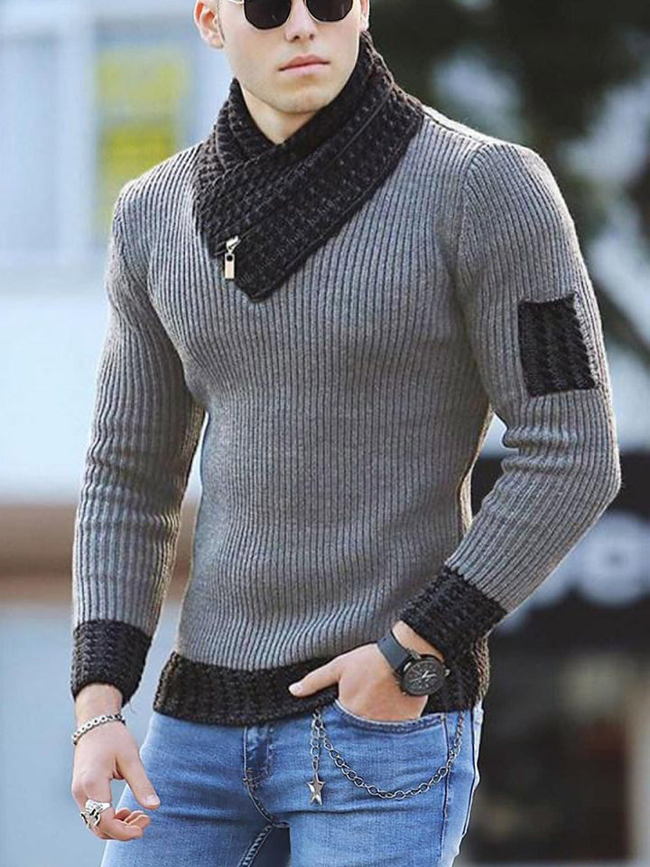 Herren Strickpullover mit modernem Kragen und Reißverschluss Echoarchiv