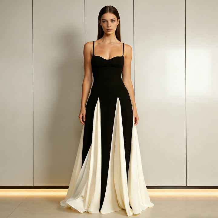 Damen Elegantes Abendkleid mit asymmetrischem Rock und zarten Trägern Echo Archiv