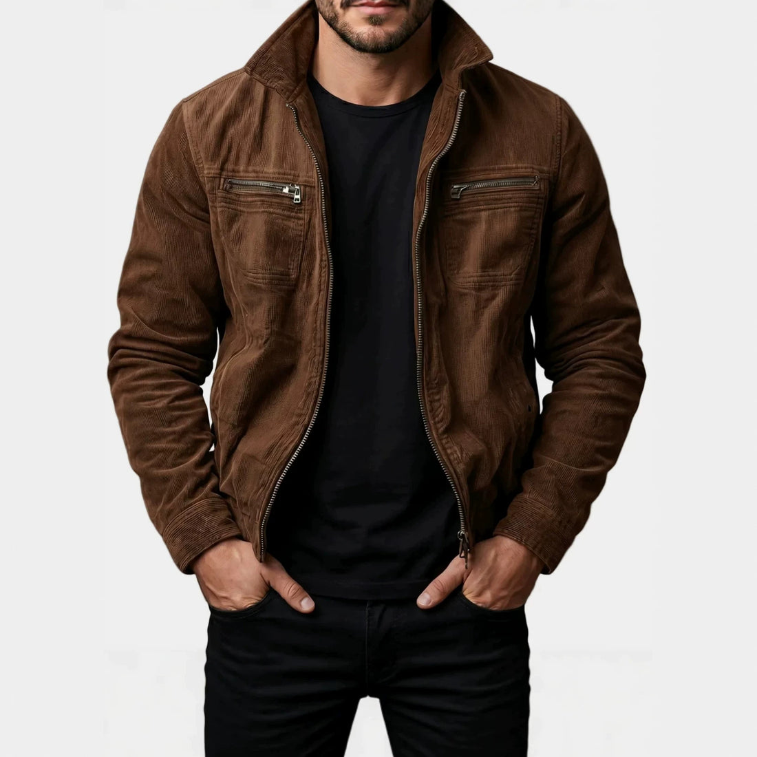 Herren Modische Übergangs-Utility-Jacke mit Reißverschluss – Taviero