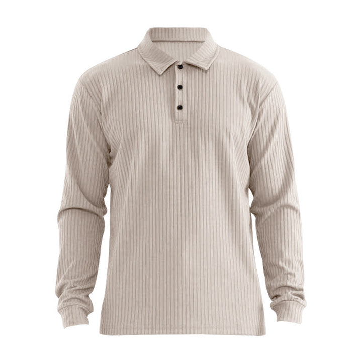 Herren Langarm-Polo mit feiner Rippstruktur Echoarchiv