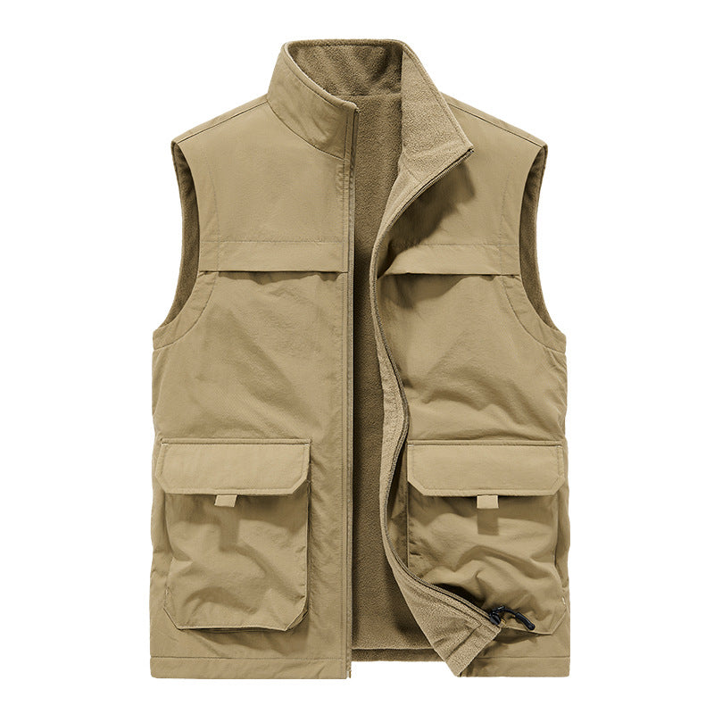 Herren Wattierte Utility-Weste mit Fleece-Innenfutter, Mehrfach-Taschen und Stehkragen Echoarchiv
