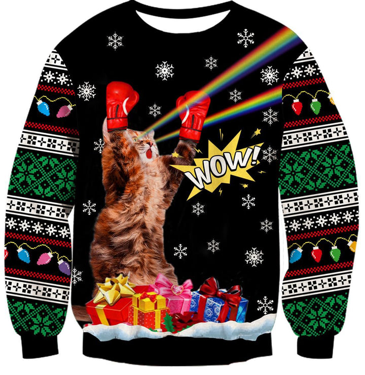 Damen Lustiger Sweatshirt mit einzigartigem Katzenmotiv Echoarchiv