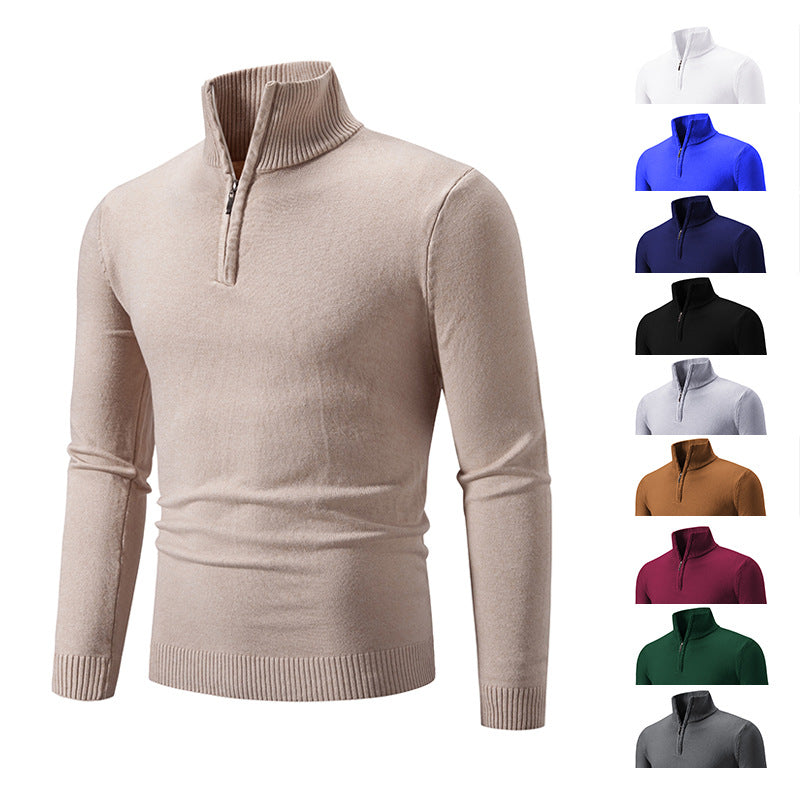 Herren nan Feinstrick-Halbzip-Pullover mit Rippen-Stehkragen und schmaler Passform Echo Archiv