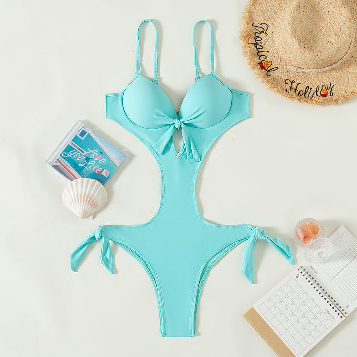 Damen Eleganter Cut-Out-Badeanzug mit Schleifendetail Echo Archiv