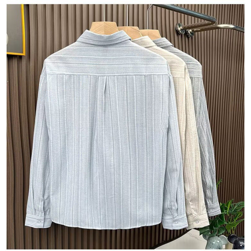Herren Elegant gestreiftes Langarmhemd Echo Archiv