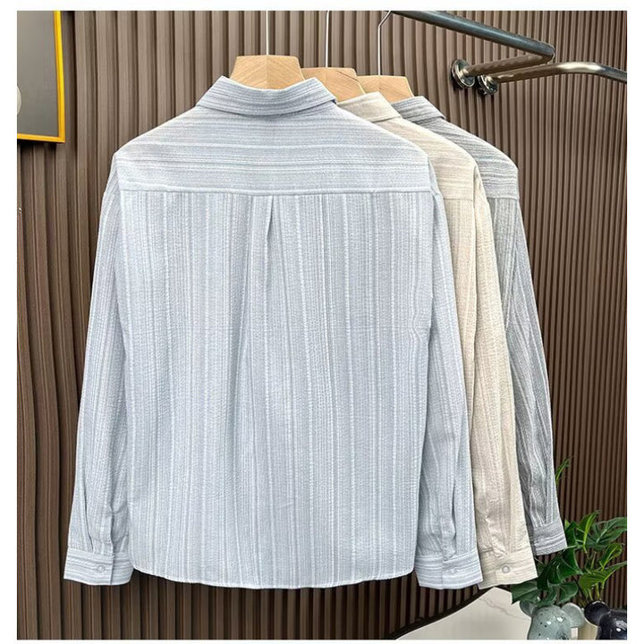 Herren Elegant gestreiftes Langarmhemd Echo Archiv