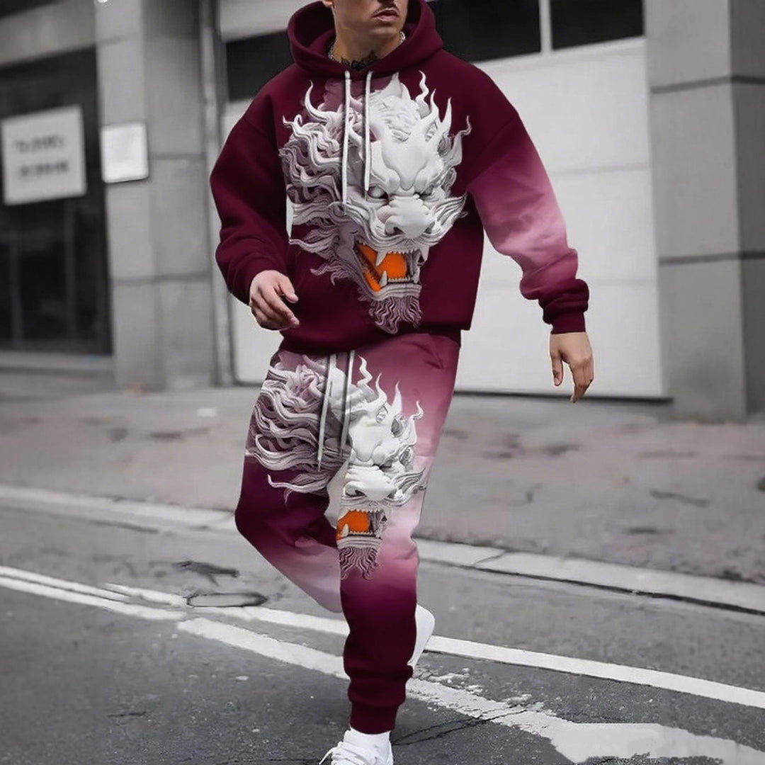 Herren Hoodie- und Jogginghose-Set mit einzigartigem Grafikdesign Echoarchiv