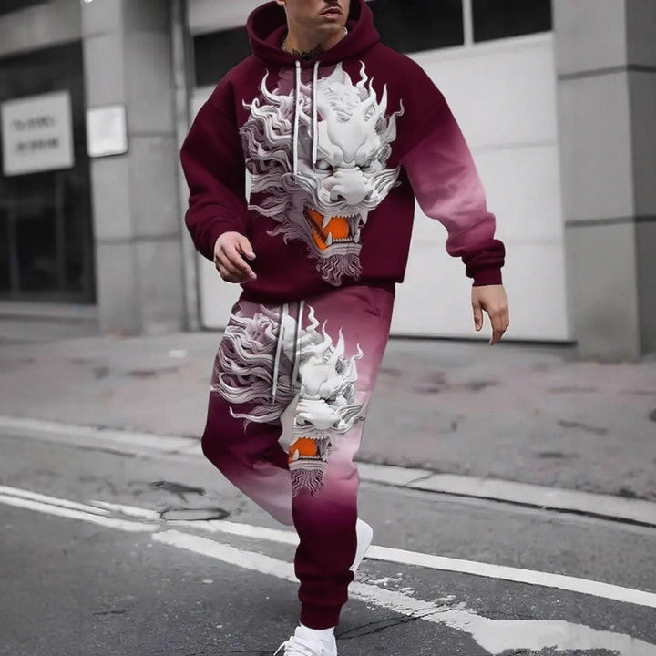 Herren Hoodie- und Jogginghose-Set mit einzigartigem Grafikdesign Echoarchiv