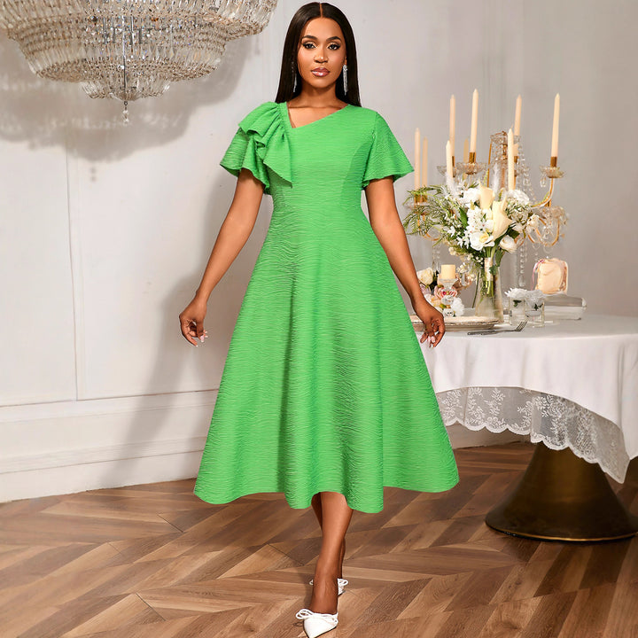 Damen Midikleid mit asymmetrischem Schal und voluminösen Ärmeln Echo Archiv