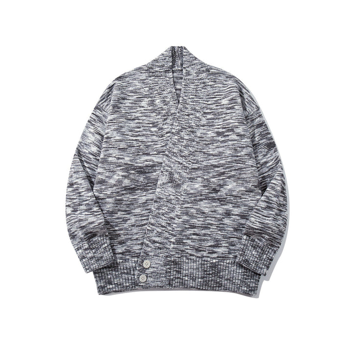 Damen Oversize-Strickcardigan mit tiefem V-Ausschnitt, Knopfleiste am Saum und melierter Struktur Echoarchiv