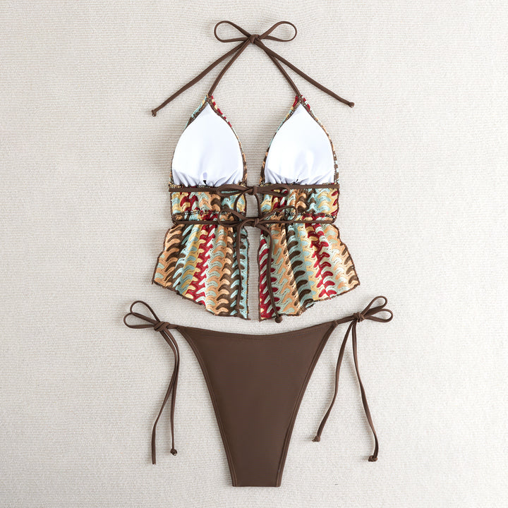 Damen Bikini-Set mit kreativem Rüschendetail und verstellbaren Trägern Echo Archiv